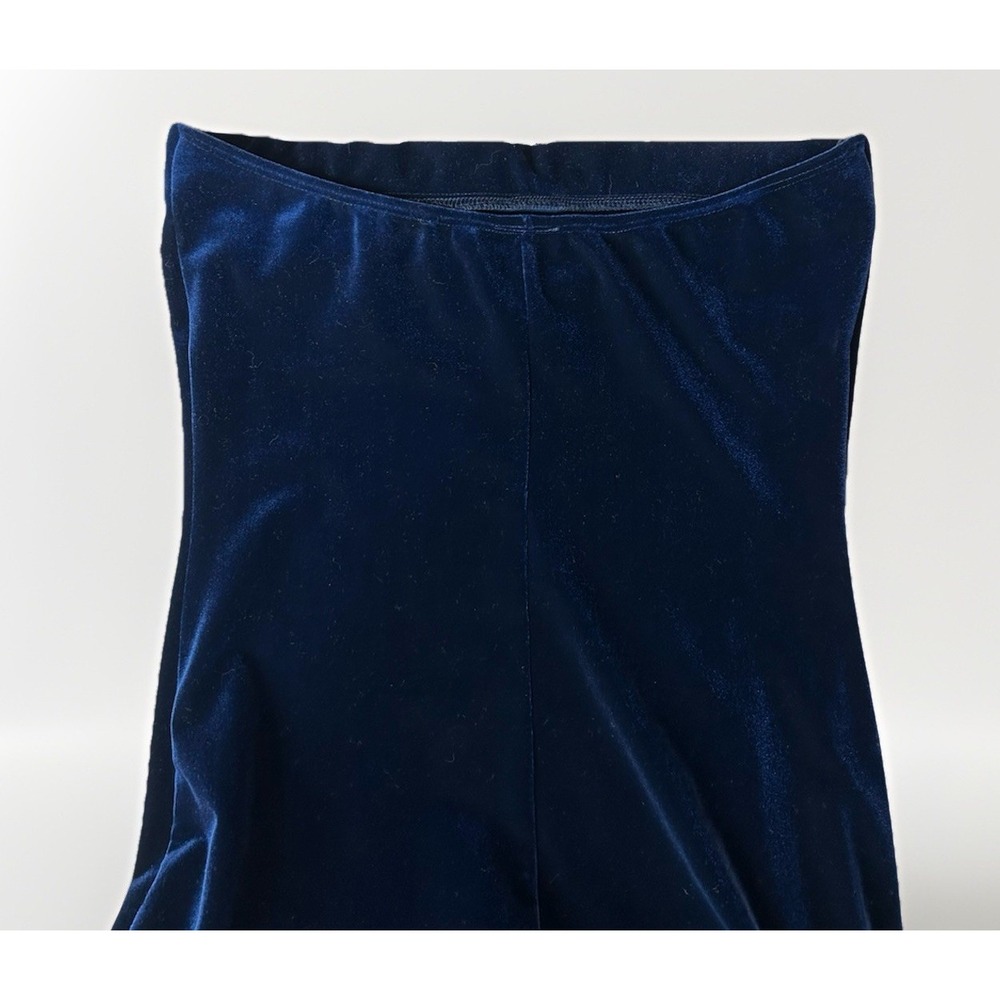 Vintage Y2K Charlotte Russe Blue Velvet Strapless Maxi Dress M Formal Slit Prom - Picture 4 of 7